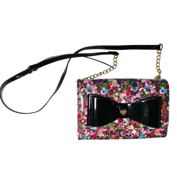 Betsey Johnson Handbags - Betsey Johnson Multicolor Confetti Crossbody Bag with Black Bow